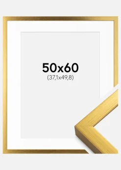 Ramme Falun Guld 50x60 cm - Passepartout Hvid 15x20 inches