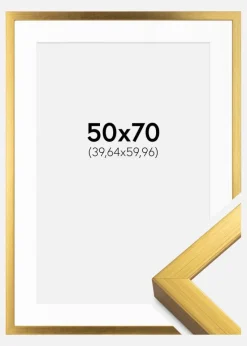 Ramme Falun Guld 50x70 cm - Passepartout Hvid 16x24 inches