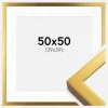 Ramme Falun Guld 50x50 cm - Passepartout Hvid 40x40 cm