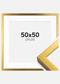 Ramme Falun Guld 50x50 cm - Passepartout Hvid 40x40 cm