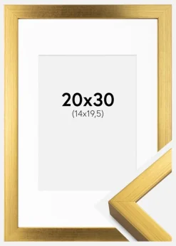Ramme Falun Guld 20x30 cm - Passepartout Hvid 15x21 cm (A5)