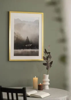 Ramme Falun Guld 50x70 cm - Passepartout Hvid 40x60 cm