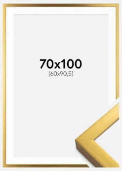 Ramme Falun Guld 70x100 cm - Passepartout Hvid 61x91,5 cm
