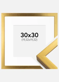 Ramme Falun Guld 30x30 cm - Passepartout Hvid 8x8 inches