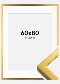 Ramme Falun Guld 60x80 cm - Passepartout Hvid 50x65 cm