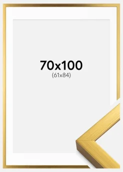 Ramme Falun Guld 70x100 cm - Passepartout Hvid 62x85 cm