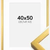 Ramme Falun Guld 40x50 cm - Passepartout Hvid 29,7x42 cm (A3)