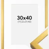 Ramme Falun Guld 30x40 cm - Passepartout Hvid 8x12 inches