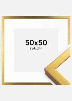 Ramme Falun Guld 50x50 cm - Passepartout Hvid 35x35 cm