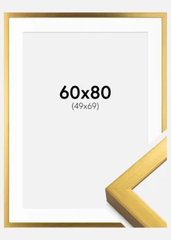 Ramme Falun Guld 60x80 cm - Passepartout Hvid 50x70 cm