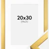 Ramme Falun Guld 20x30 cm - Passepartout Hvid 15x22 cm
