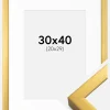 Ramme Falun Guld 30x40 cm - Passepartout Hvid 21x30 cm