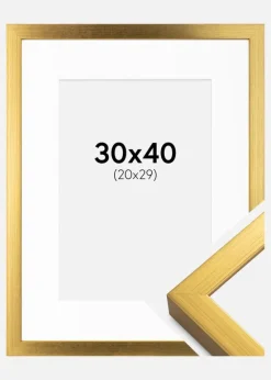 Ramme Falun Guld 30x40 cm - Passepartout Hvid 21x30 cm