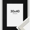 Ramme Fiorito Hvid 30x40 cm - Passepartout Sort 20x28 cm