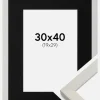 Ramme Fiorito Hvid 30x40 cm - Passepartout Sort 20x30 cm