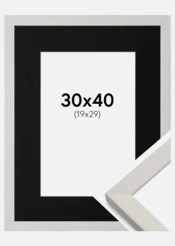 Ramme Fiorito Hvid 30x40 cm - Passepartout Sort 20x30 cm