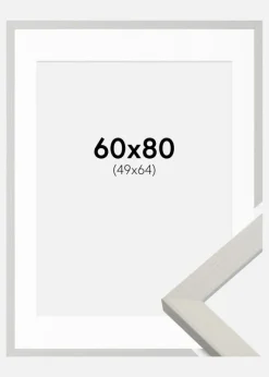 Ramme Fiorito Hvid 60x80 cm - Passepartout Hvid 50x65 cm