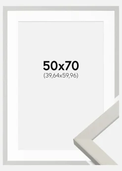 Ramme Fiorito Hvid 50x70 cm - Passepartout Hvid 16x24 inches