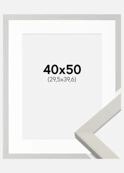 Ramme Fiorito Hvid 40x50 cm - Passepartout Hvid 12x16 inches