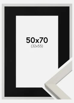 Ramme Fiorito Hvid 50x70 cm - Passepartout Sort 33x56 cm