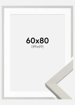 Ramme Fiorito Hvid 60x80 cm - Passepartout Hvid 50x70 cm