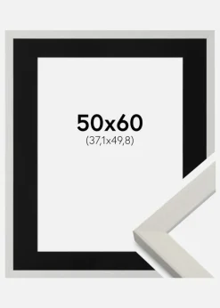 Ramme Fiorito Hvid 50x60 cm - Passepartout Sort 15x20 inches