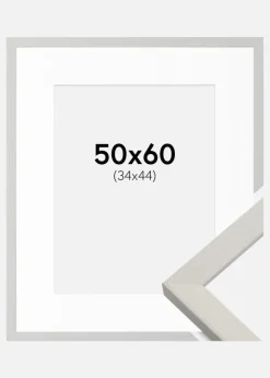 Ramme Fiorito Hvid 50x60 cm - Passepartout Hvid 35x45 cm