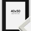 Ramme Fiorito Hvid 40x50 cm - Passepartout Sort 29,7x42 cm (A3)