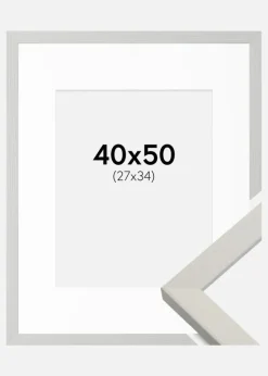 Ramme Fiorito Hvid 40x50 cm - Passepartout Hvid 28x35 cm