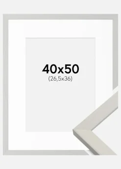 Ramme Fiorito Hvid 40x50 cm - Passepartout Hvid 27,5x37 cm