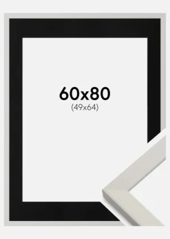 Ramme Fiorito Hvid 60x80 cm - Passepartout Sort 50x65 cm