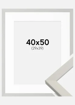 Ramme Fiorito Hvid 40x50 cm - Passepartout Hvid 30x40 cm