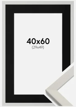 Ramme Fiorito Hvid 40x60 cm - Passepartout Sort 30x50 cm