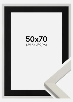 Ramme Fiorito Hvid 50x70 cm - Passepartout Sort 16x24 inches