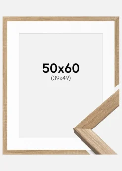 Ramme Fiorito Lys Eg 50x60 cm - Passepartout Hvid 40x50 cm