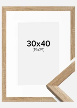 Ramme Fiorito Lys Eg 30x40 cm - Passepartout Hvid 20x30 cm