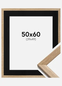 Ramme Fiorito Lys Eg 50x60 cm - Passepartout Sort 40x50 cm