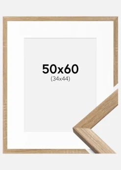 Ramme Fiorito Lys Eg 50x60 cm - Passepartout Hvid 35x45 cm