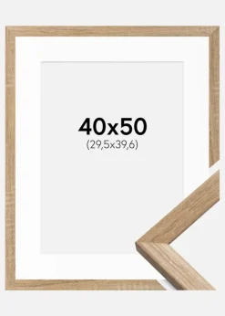 Ramme Fiorito Lys Eg 40x50 cm - Passepartout Hvid 12x16 inches