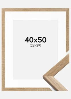 Ramme Fiorito Lys Eg 40x50 cm - Passepartout Hvid 30x40 cm