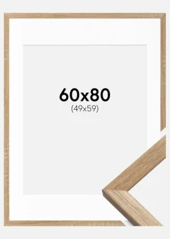 Ramme Fiorito Lys Eg 60x80 cm - Passepartout Hvid 50x60 cm