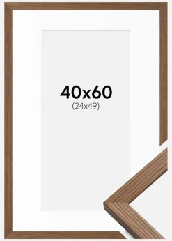 Ramme Fiorito Mørk Eg 40x60 cm - Passepartout Hvid 25x50 cm