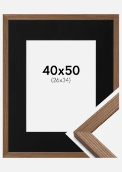 Ramme Fiorito Mørk Eg 40x50 cm - Passepartout Sort 27x35 cm