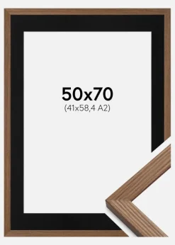 Ramme Fiorito Mørk Eg 50x70 cm - Passepartout Sort 42x59,4 cm (A2)