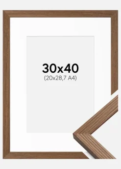Ramme Fiorito Mørk Eg 30x40 cm - Passepartout Hvid 21x29,7 cm (A4)