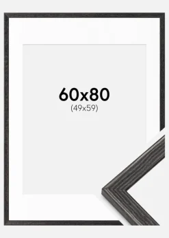 Ramme Fiorito Mørkegrå 60x80 cm - Passepartout Hvid 50x60 cm