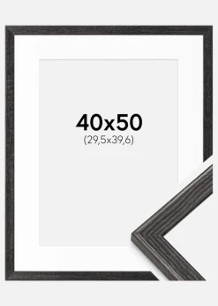 Ramme Fiorito Mørkegrå 40x50 cm - Passepartout Hvid 12x16 inches