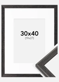 Ramme Fiorito Mørkegrå 30x40 cm - Passepartout Hvid 20x28 cm