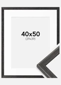 Ramme Fiorito Mørkegrå 40x50 cm - Passepartout Hvid 30x40 cm