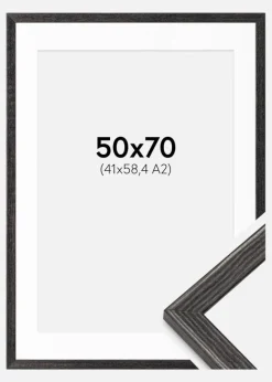 Ramme Fiorito Mørkegrå 50x70 cm - Passepartout Hvid 42x59,4 cm (A2)